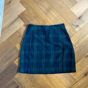 Green and blue plaid skirt